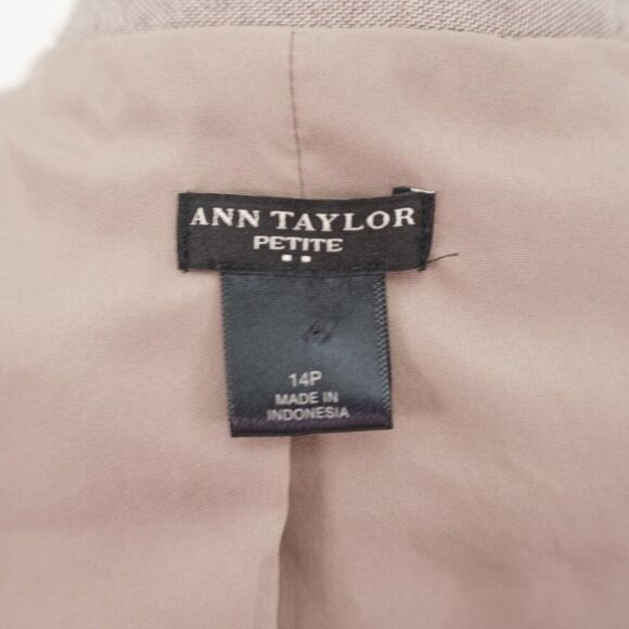 Ann Taylor Petite 14P Tan Sharkskin Blazer Polyester‎ Rayon Work Attitre - Picture 9 of 11